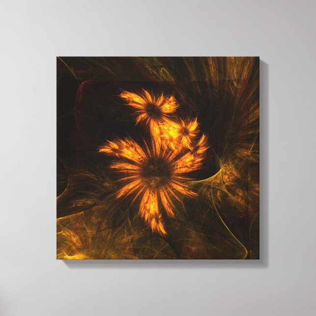 Mystique Garden Golden Abstract Fractal Art Canvas Print (Front)
