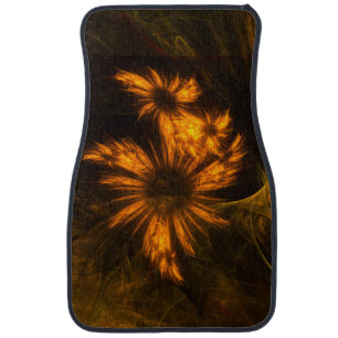 Mystique Garden Golden Abstract Fractal Art Car Floor Mat
