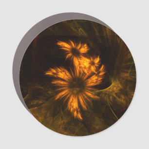 Mystique Garden Golden Abstract Fractal Art Car Magnet