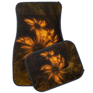 Mystique Garden Golden Abstract Fractal Art Car Mat
