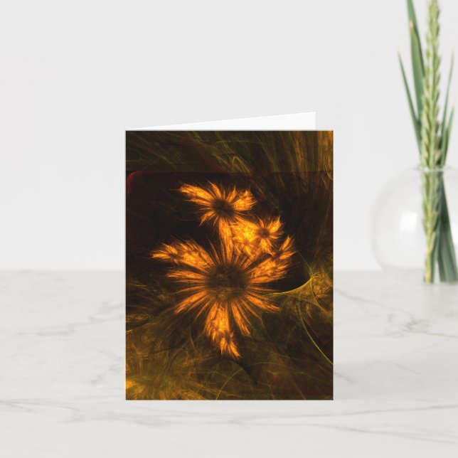 Mystique Garden Golden Abstract Fractal Art Card (Front)