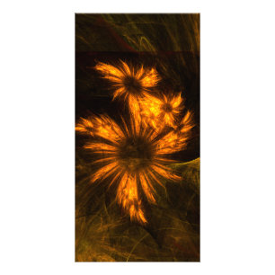 Mystique Garden Golden Abstract Fractal Art Card
