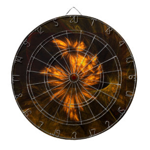 Mystique Garden Golden Abstract Fractal Art Dartboard