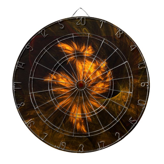 Mystique Garden Golden Abstract Fractal Art Dartboard (Front)