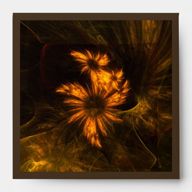 Mystique Garden Golden Abstract Fractal Art Envelope (Front)