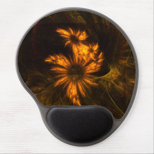 Mystique Garden Golden Abstract Fractal Art Gel Mouse Pad