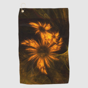 Mystique Garden Golden Abstract Fractal Art Golf Towel