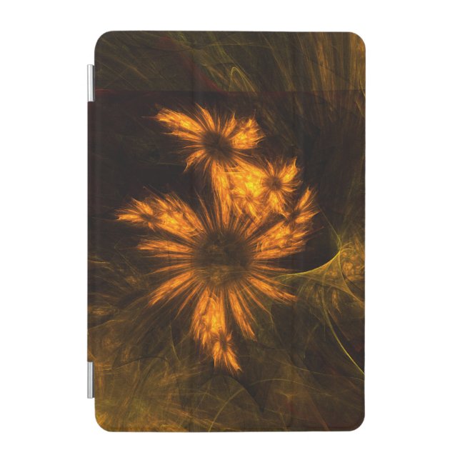 Mystique Garden Golden Abstract Fractal Art iPad Mini Cover (Front)