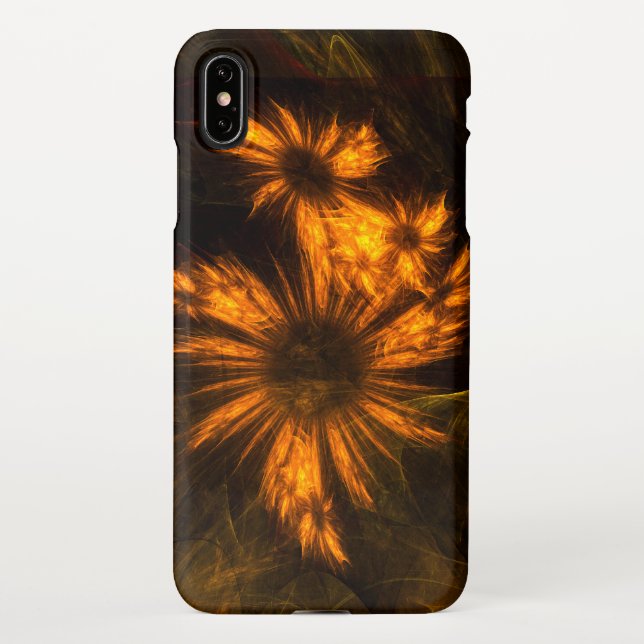 Mystique Garden Golden Abstract Fractal Art iPhone Case (Back)