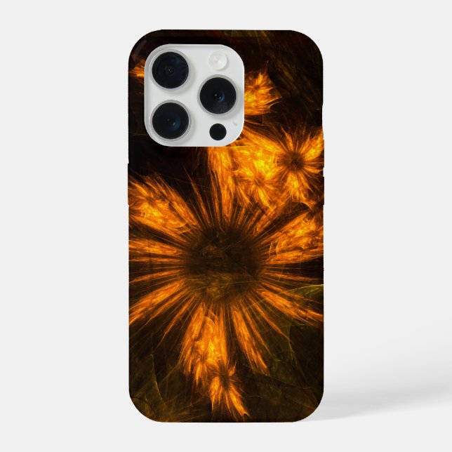 Mystique Garden Golden Abstract Fractal Art iPhone Case (Back)