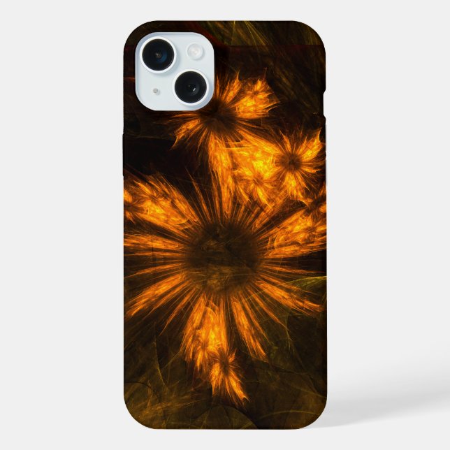 Mystique Garden Golden Abstract Fractal Art iPhone Case (Back)