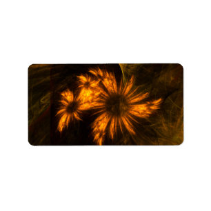 Mystique Garden Golden Abstract Fractal Art Label