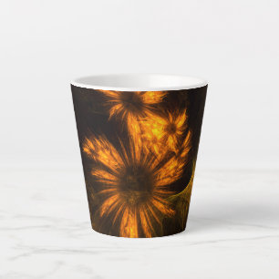 Mystique Garden Golden Abstract Fractal Art Latte Mug