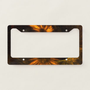 Mystique Garden Golden Abstract Fractal Art License Plate Frame