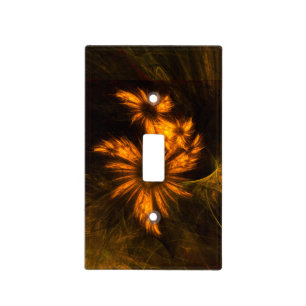 Mystique Garden Golden Abstract Fractal Art Light Switch Cover