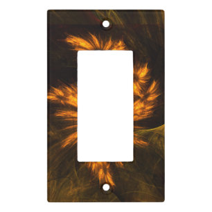 Mystique Garden Golden Abstract Fractal Art Light Switch Cover