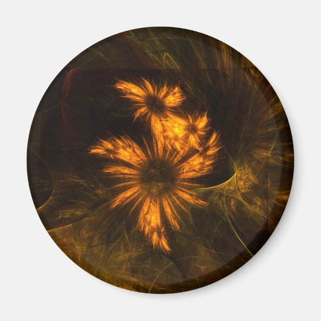 Mystique Garden Golden Abstract Fractal Art Magnet (Front)