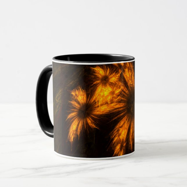 Mystique Garden Golden Abstract Fractal Art Mug (Front Left)