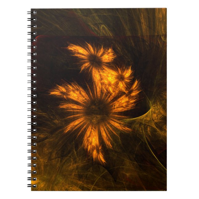 Mystique Garden Golden Abstract Fractal Art Notebook (Front)