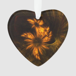 Mystique Garden Golden Abstract Fractal Art Ornament