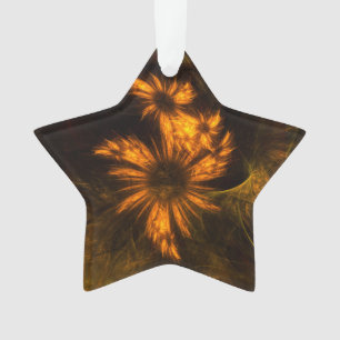 Mystique Garden Golden Abstract Fractal Art Ornament