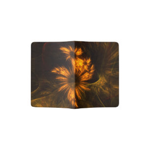 Mystique Garden Golden Abstract Fractal Art Passport Holder