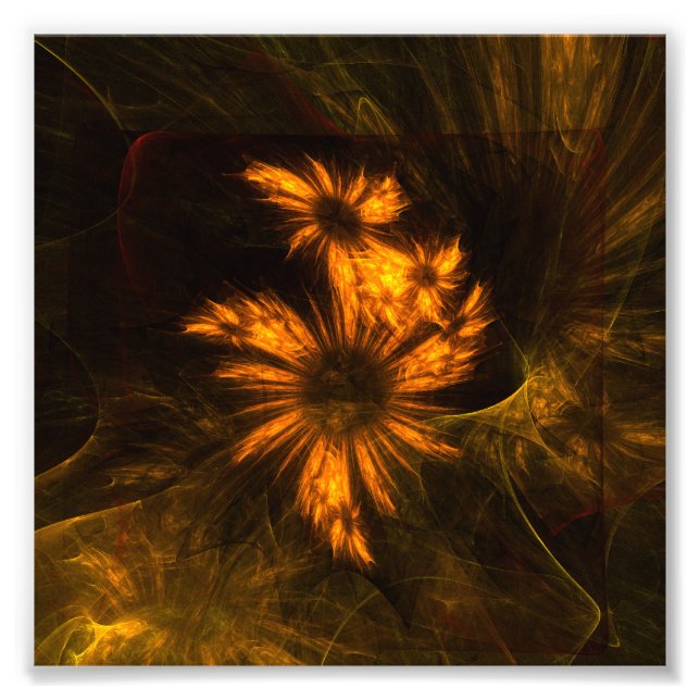 Mystique Garden Golden Abstract Fractal Art Photo Print (Front)