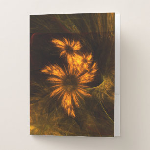 Mystique Garden Golden Abstract Fractal Art Pocket Folder