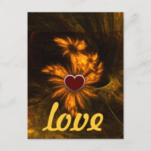 Mystique Garden Golden Abstract Fractal Art Postcard
