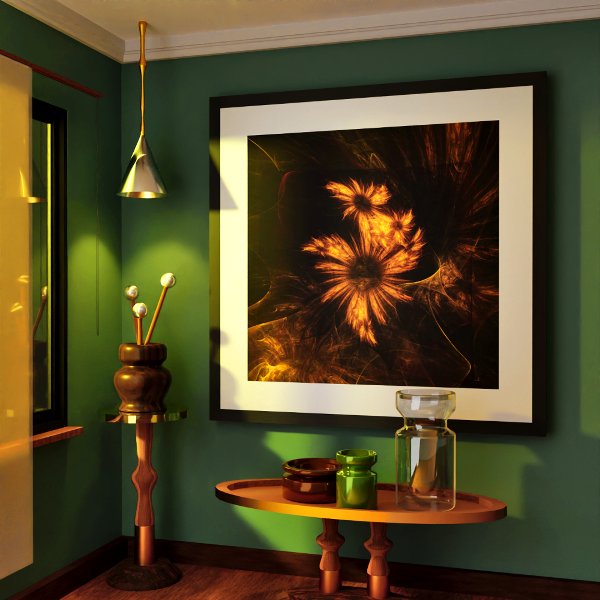 Mystique Garden Golden Abstract Fractal Art