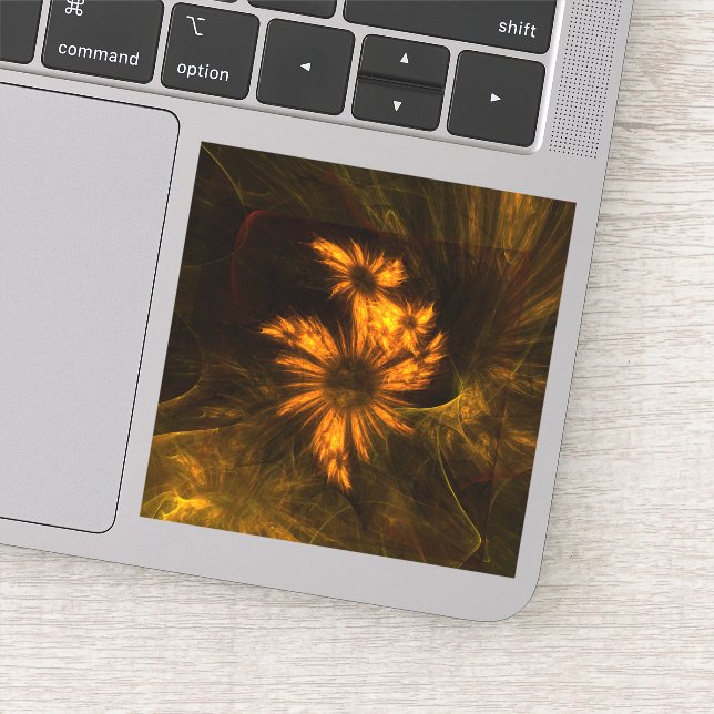 Mystique Garden Golden Abstract Fractal Art Sticker (Detail)