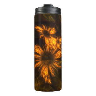 Mystique Garden Golden Abstract Fractal Art Thermal Tumbler