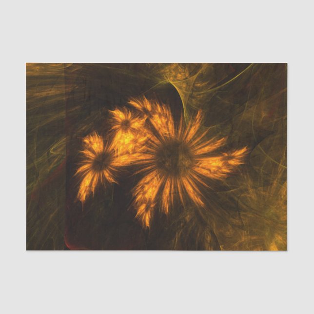 Mystique Garden Golden Abstract Fractal Art Tissue Paper (Front)
