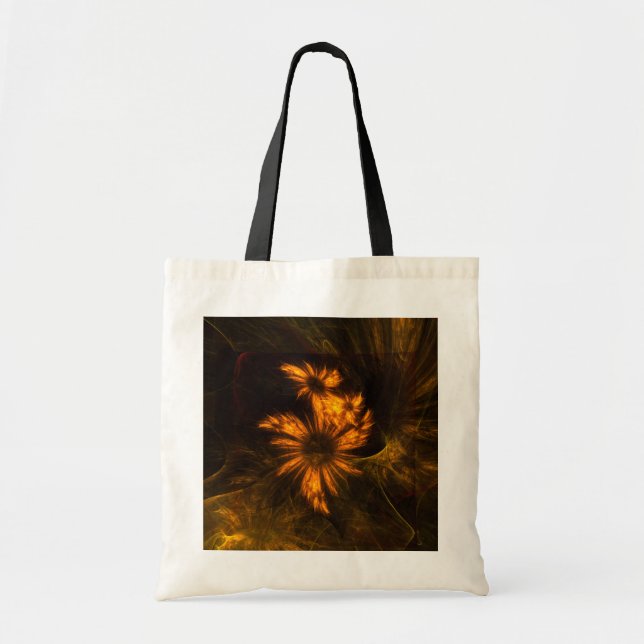 Mystique Garden Golden Abstract Fractal Art Tote Bag (Front)