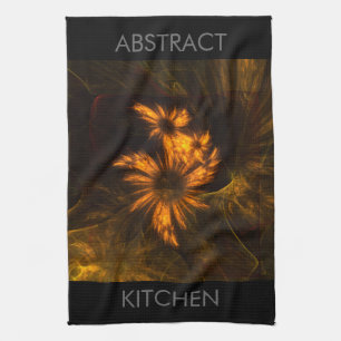 Mystique Garden Golden Abstract Fractal Art Towel