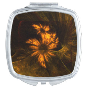 Mystique Garden Golden Abstract Fractal Art Vanity Mirror