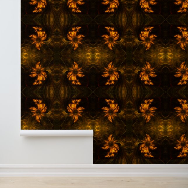 Mystique Garden Golden Abstract Fractal Art Wallpaper (Application)