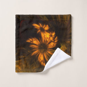 Mystique Garden Golden Abstract Fractal Art Wash Cloth