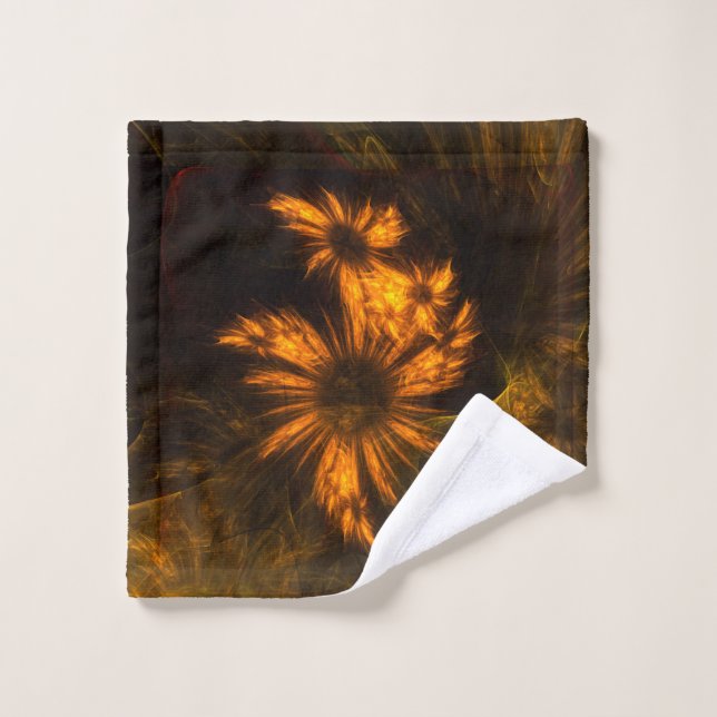 Mystique Garden Golden Abstract Fractal Art Wash Cloth (Wash Cloth)