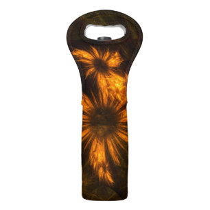 Mystique Garden Golden Abstract Fractal Art Wine Bag