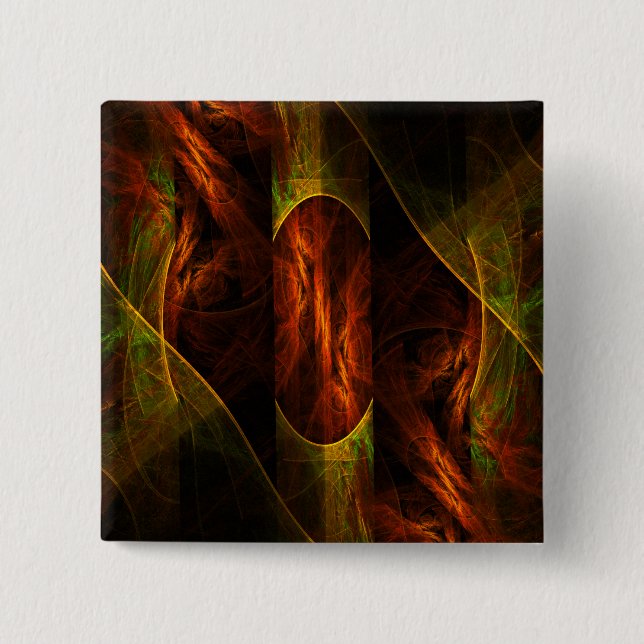 Mystique Jungle Modern Abstract Fractal Art Button (Front)