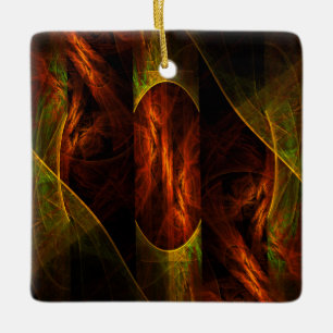 Mystique Jungle Modern Abstract Fractal Art Ceramic Ornament