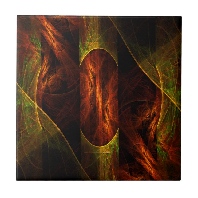 Mystique Jungle Modern Abstract Fractal Art Ceramic Tile (Front)