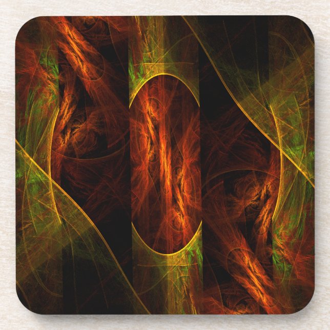 Mystique Jungle Modern Abstract Fractal Art Coaster (Front)