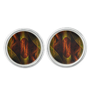 Mystique Jungle Modern Abstract Fractal Art Cufflinks
