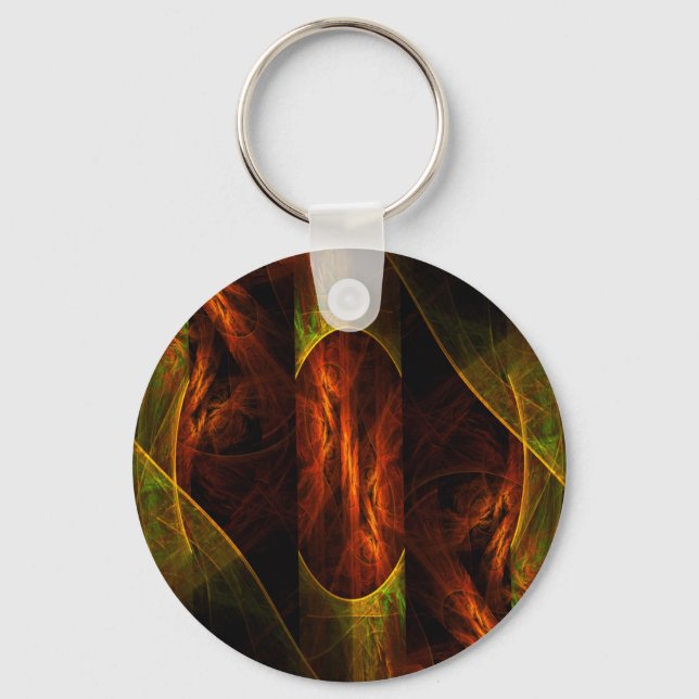 Mystique Jungle Modern Abstract Fractal Art Keychain (Front)