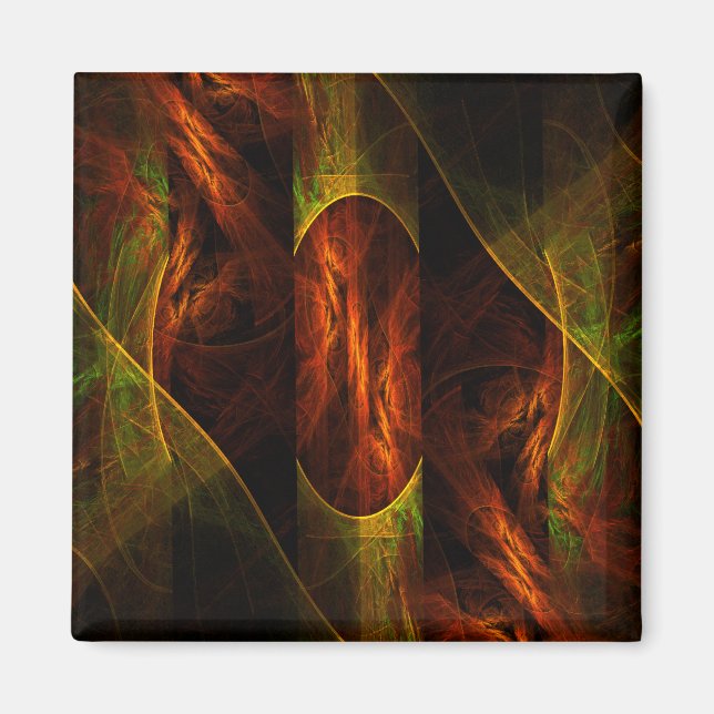 Mystique Jungle Modern Abstract Fractal Art Magnet (Front)