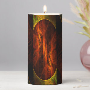 Mystique Jungle Modern Abstract Fractal Art Pillar Candle