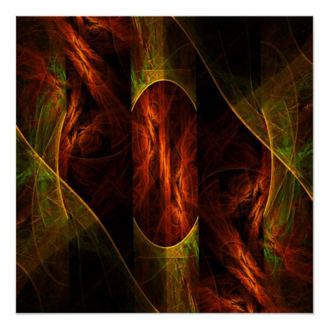 Mystique Jungle Modern Abstract Fractal Art Poster (Front)