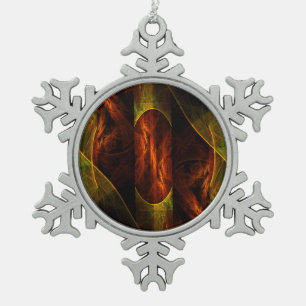 Mystique Jungle Modern Abstract Fractal Art Snowflake Pewter Christmas Ornament